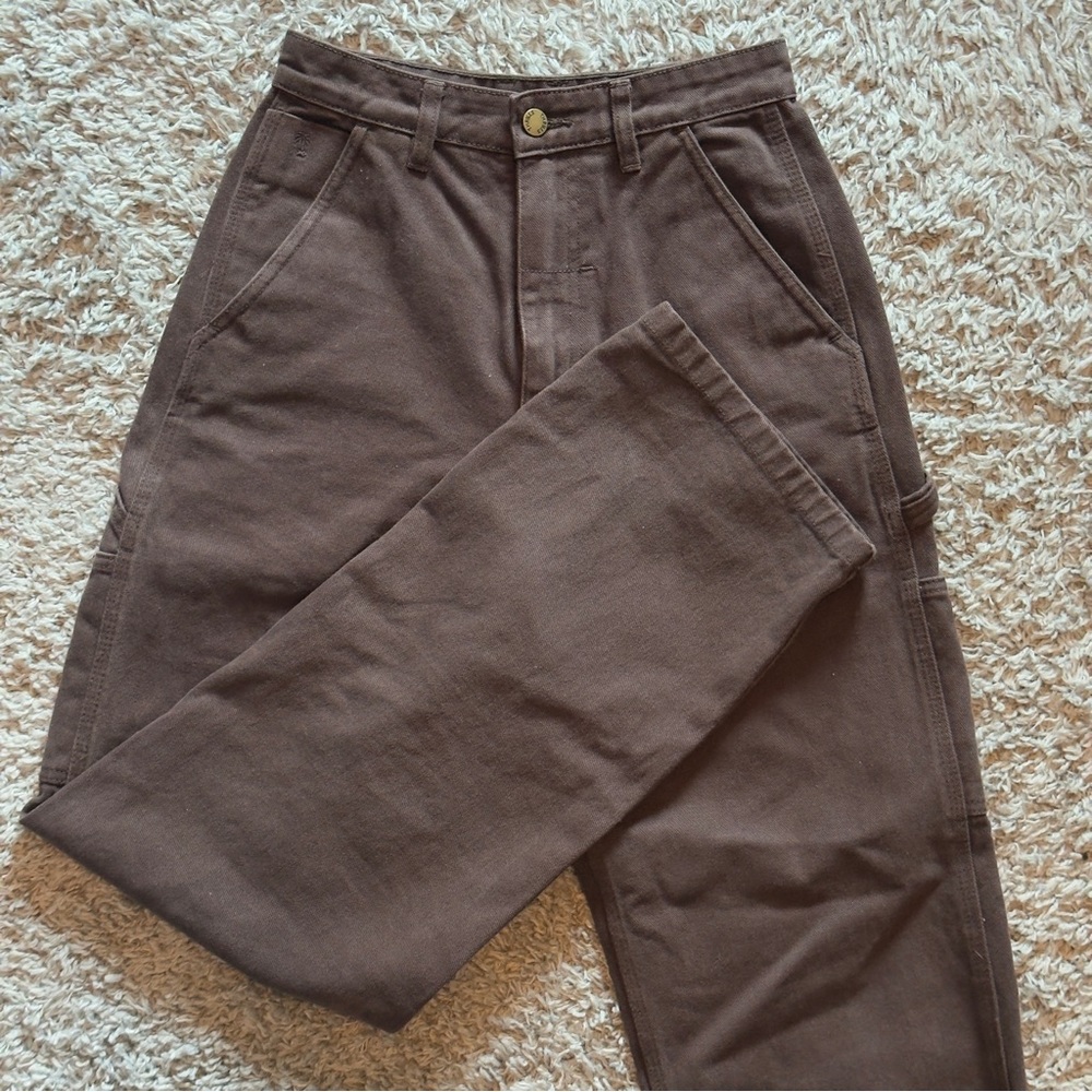 Thrills Brown Straight Leg Pants Cotton